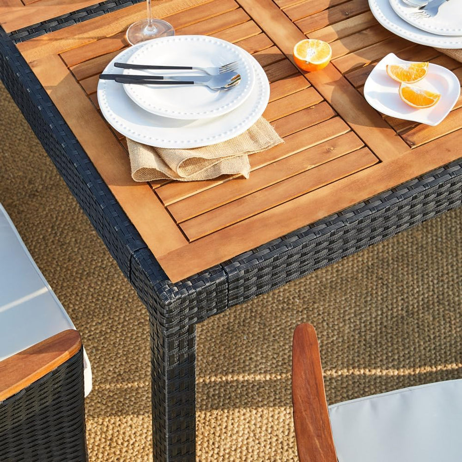 Muebles Exterior, Conjunto Comedor Jardín Mesa 8 Sillas Cojines 7 cm