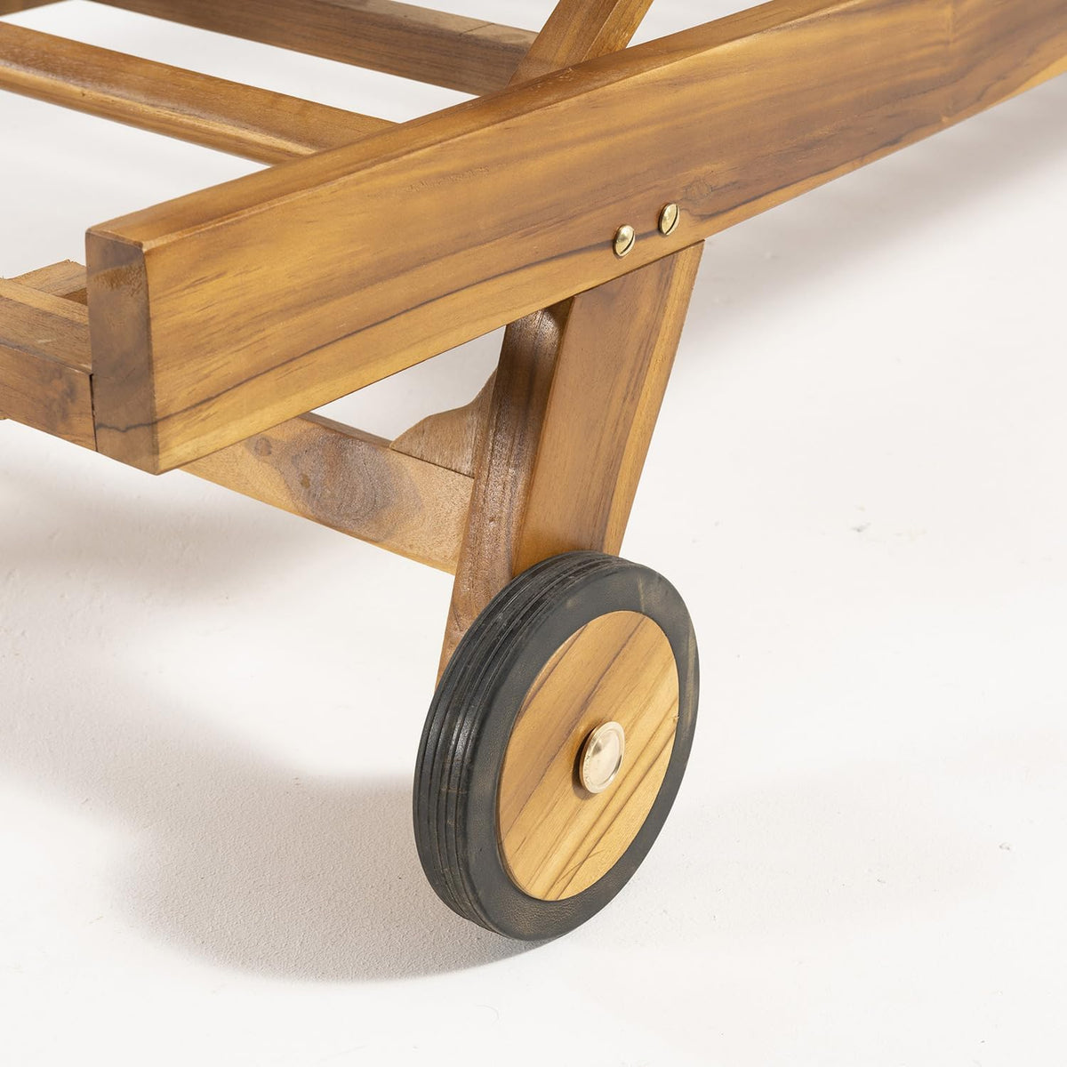 Pack 2 tumbonas para jardín con Ruedas, Reclinable, Madera Teca Grado A, Medidas 65x200x35 cm