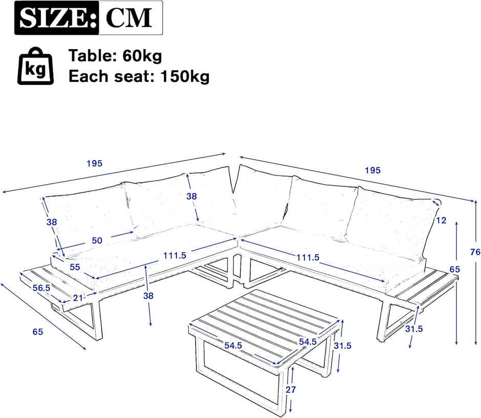 Jardin Exterior con Función Reclinable Ajustable y Respaldo Cómodo, Muebles Jardin Exterior 4 Piezas