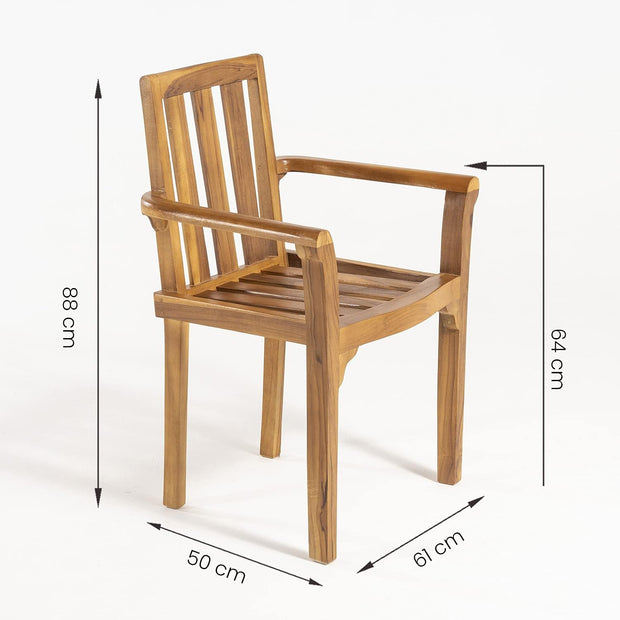 Conjunto de jardín de Madera Teca, Mesa de 240 cm de Largo y 8 sillones apilables