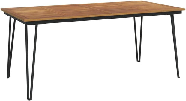 Jardin Exterior Aluminio y Acacia Mesa y 6 Sillas Juego de Comedor de Jardin 7 pzas