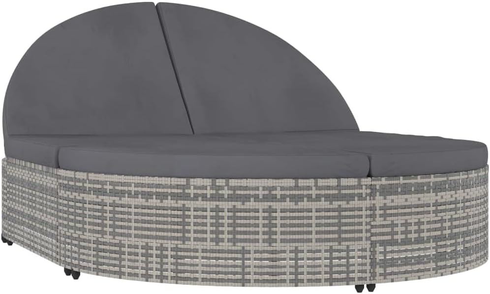 Tumbona para 2 Personas con Cojines ratán sintético Gris,Mobiliario,Muebles de jardín