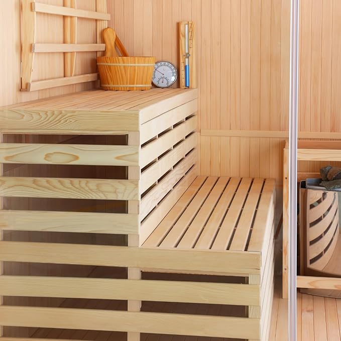 Estufa de sauna para 3 personas, incluye piedras para sauna, 2 lámparas, cristal de seguridad