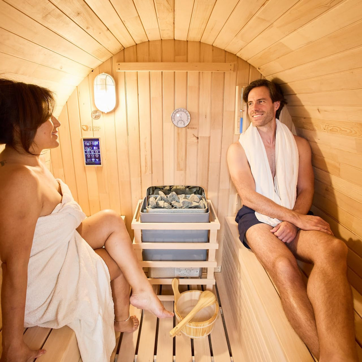 Sauna 6 Personas de Vapor con Estufa de Piedras | Cuida la Piel I Elimina toxinas I Reduce el estrés | Radio I USB I Bluetooh