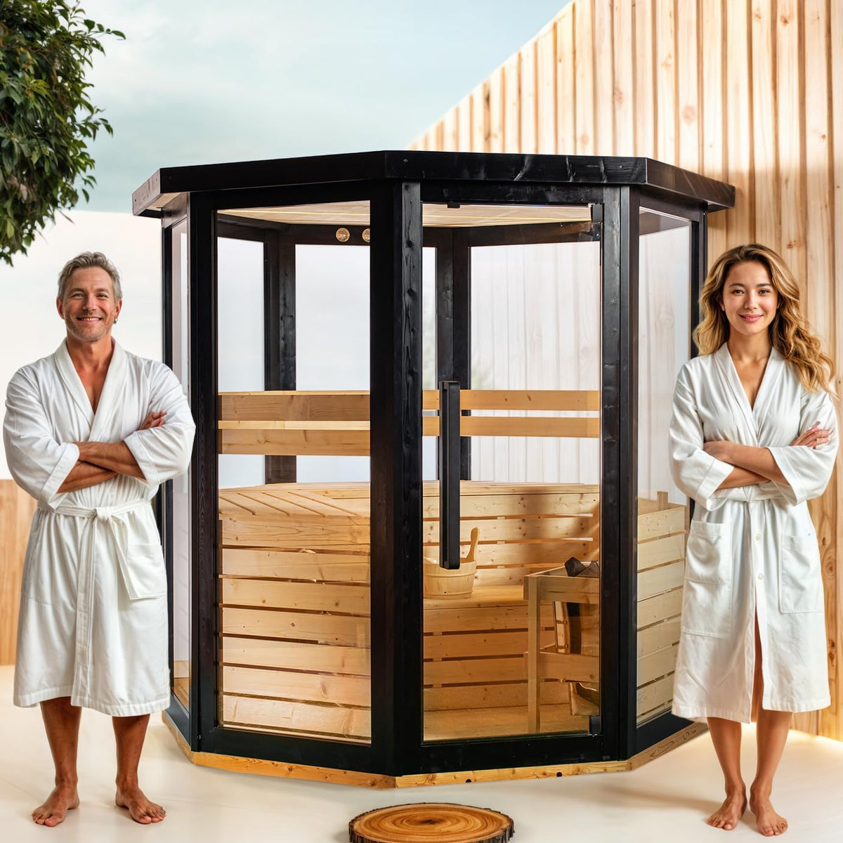 Sauna Exterior Vapor hasta 4 ó 5 Personas | Abeto I Temperatura Regulable I Iluminación