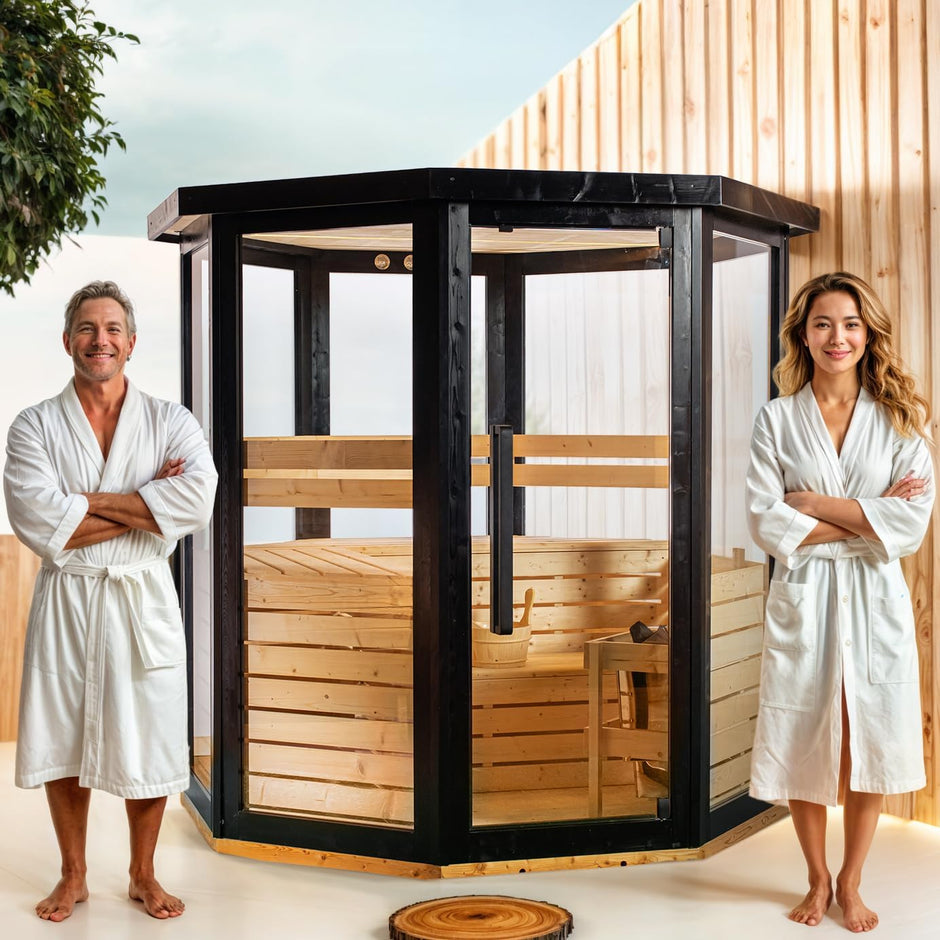 Sauna Exterior Vapor hasta 4 ó 5 Personas | Abeto I Temperatura Regulable I Iluminación