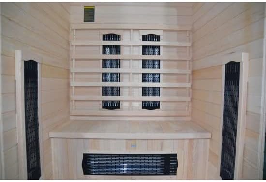 Sauna de infrarrojos 120 x 100 puertas de cristal con estructura de madera, dos personas