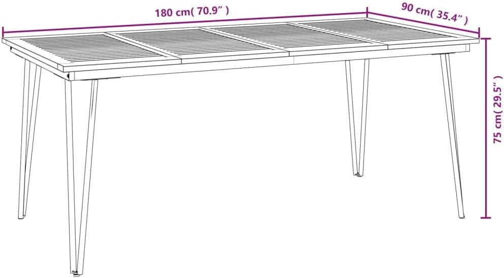 Jardin Exterior Aluminio y Acacia Mesa y 6 Sillas Juego de Comedor de Jardin 7 pzas