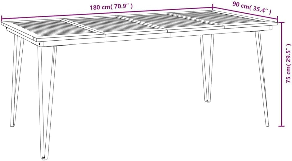 Jardin Exterior Aluminio y Acacia Mesa y 6 Sillas Juego de Comedor de Jardin 7 pzas