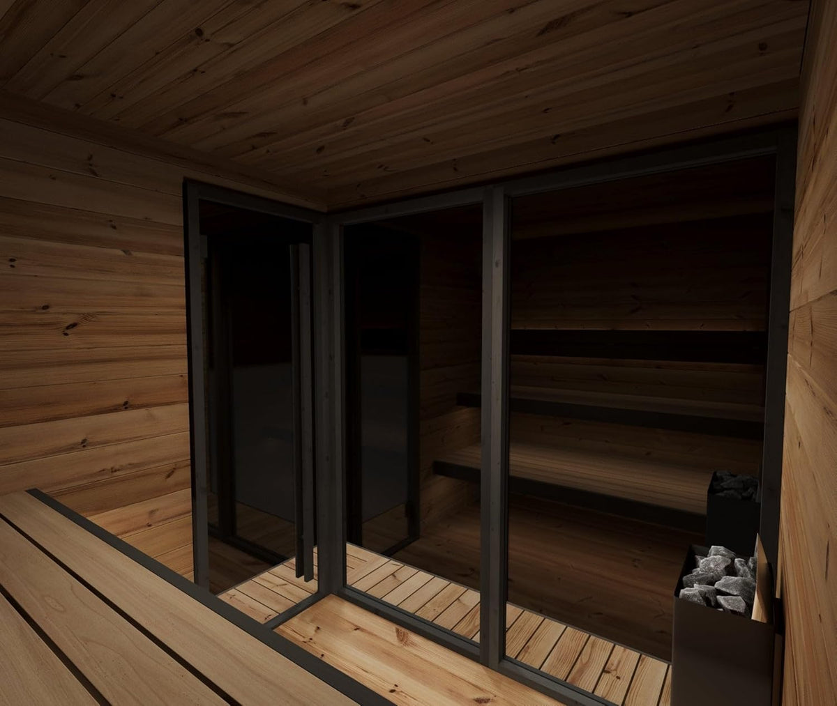Sauna Exterior Hiki L, 229x229 cm, Capacidad para hasta 6 Personas