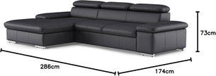 Sofá esquinero con función de Cama, cabecero Ajustable + Silla Larga Grande, 286 x 73 x 174 cm
