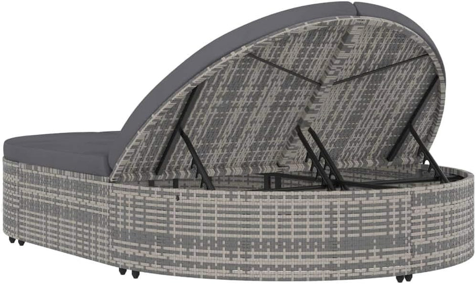 Tumbona para 2 Personas con Cojines ratán sintético Gris,Mobiliario,Muebles de jardín