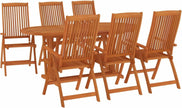 Juego de comedor de jardín de 7 piezas de madera maciza de eucalipto