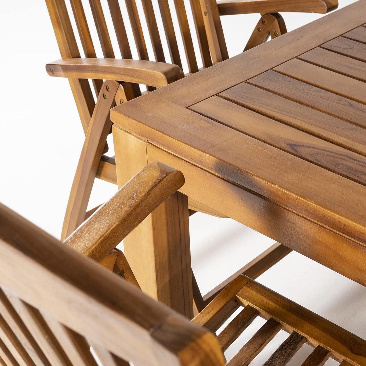 Conjunto de jardín de Madera Teca, Mesa de 240 cm de Largo y 8 sillones reclinables