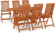 Juego de comedor de jardín de 7 piezas de madera maciza de eucalipto