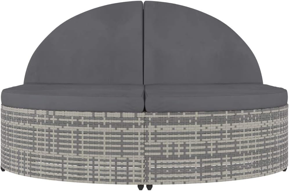 Tumbona para 2 Personas con Cojines ratán sintético Gris,Mobiliario,Muebles de jardín