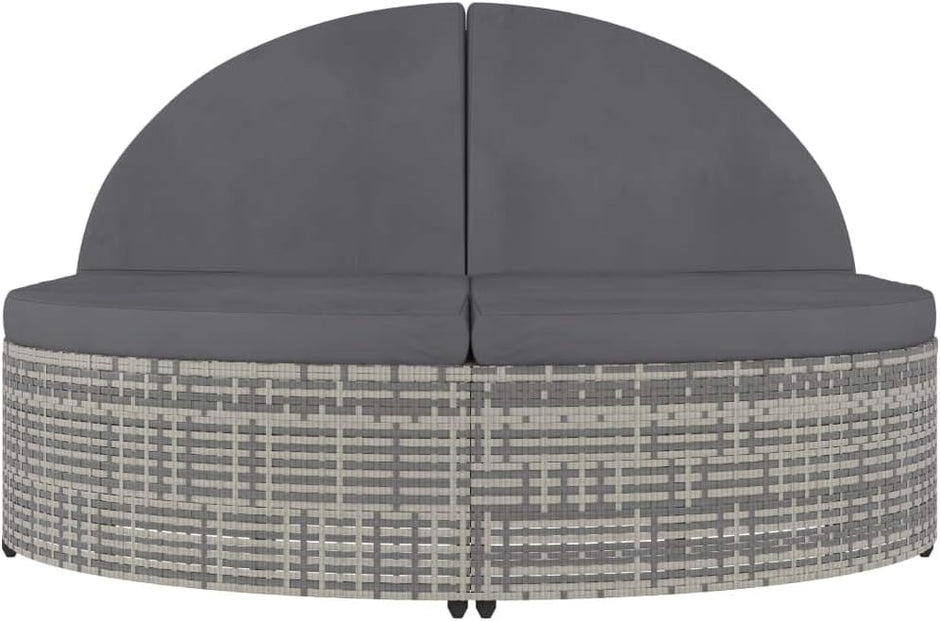 Tumbona para 2 Personas con Cojines ratán sintético Gris,Mobiliario,Muebles de jardín