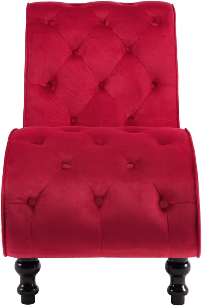 Tumbona roja de terciopelo 145 x 52 x 77 cm (largo x ancho x alto)