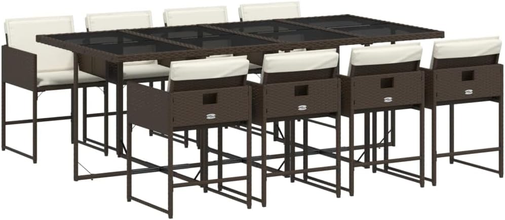 Mesa y Sillas De Comedor De Ratán, Gris 9 pzas Type-93, con 8 Sillas