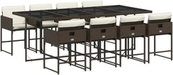 Mesa y Sillas De Comedor De Ratán, Gris 9 pzas Type-93, con 8 Sillas
