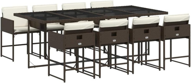 Mesa y Sillas De Comedor De Ratán, Gris 9 pzas Type-93, con 8 Sillas