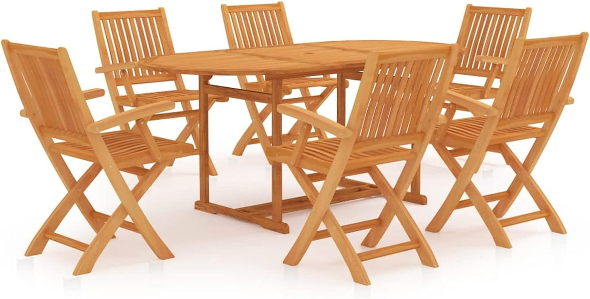 BaraSh Conjunto de Comedor de jardín 7 Piezas Madera Maciza de Teca