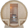 Sauna para 4 – 6 personas 194,8 × 220 × 191,5 cm, horno Harvia 8 kW, madera de abeto, cristal templado