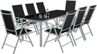 Muebles Jardín Exterior 9 Piezas, Estructura de Aluminio, Mesa y Sillas Terraza Impermeables