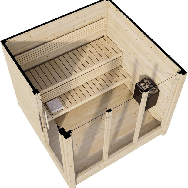 Sauna Exterior Deluxe, Diseñada, 2095x2116 mm