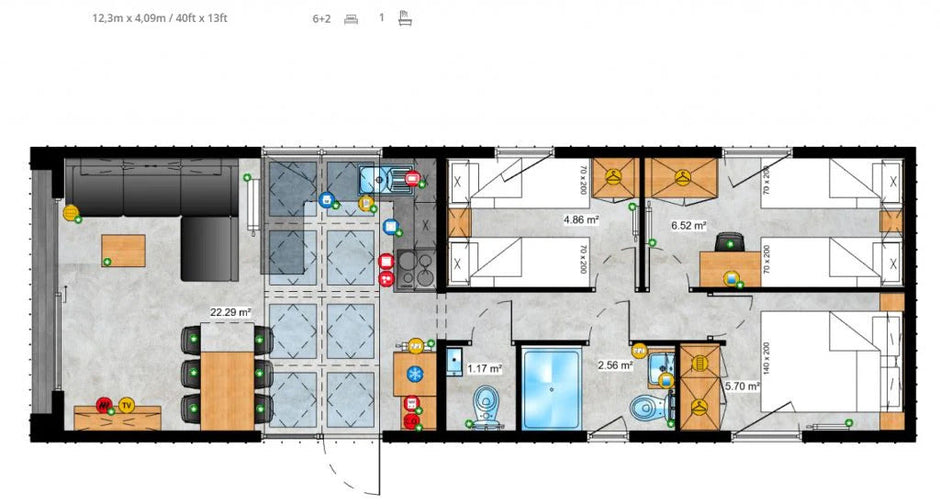 Casa Móvil LUJO Y PRESTIGIO 12,05X4,0 MT
