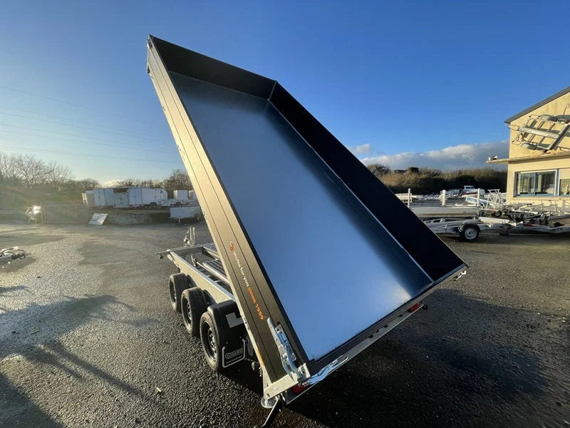 Remolque volquete trilateral Saris K3 406 x 204, 3500 kg, triple eje, con freno, ballestas