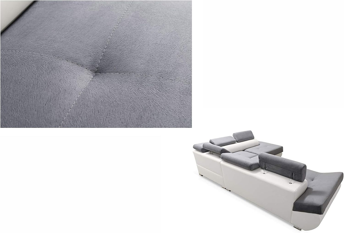 Sofá Esquinero Cama - con Cajón - 2 Cojines - Reposacabezas Ajustables