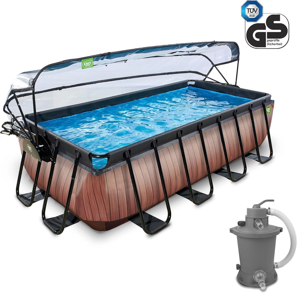Piscina de Marco Rectangular con Bomba de Filtro de Arena y Escalera de Piscina