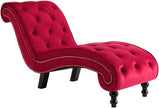 Tumbona roja de terciopelo 145 x 52 x 77 cm (largo x ancho x alto)