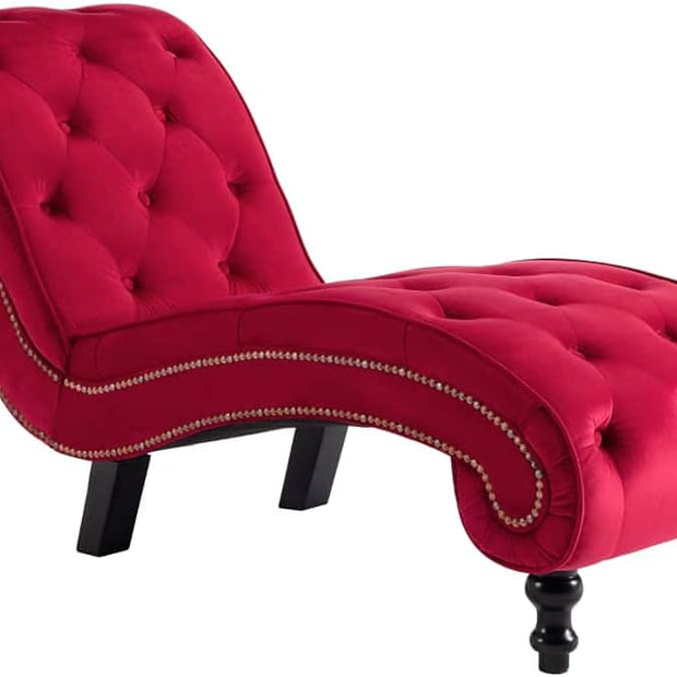 Tumbona roja de terciopelo 145 x 52 x 77 cm (largo x ancho x alto)