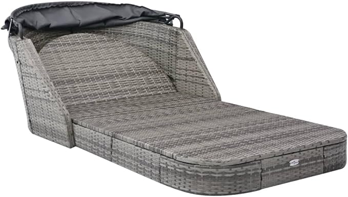 Tumbona con Capota de ratán sintético Gris Antracita,Mobiliario,Muebles de jardín, Antracita,49496