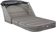 Tumbona con Capota de ratán sintético Gris Antracita,Mobiliario,Muebles de jardín, Antracita,49496
