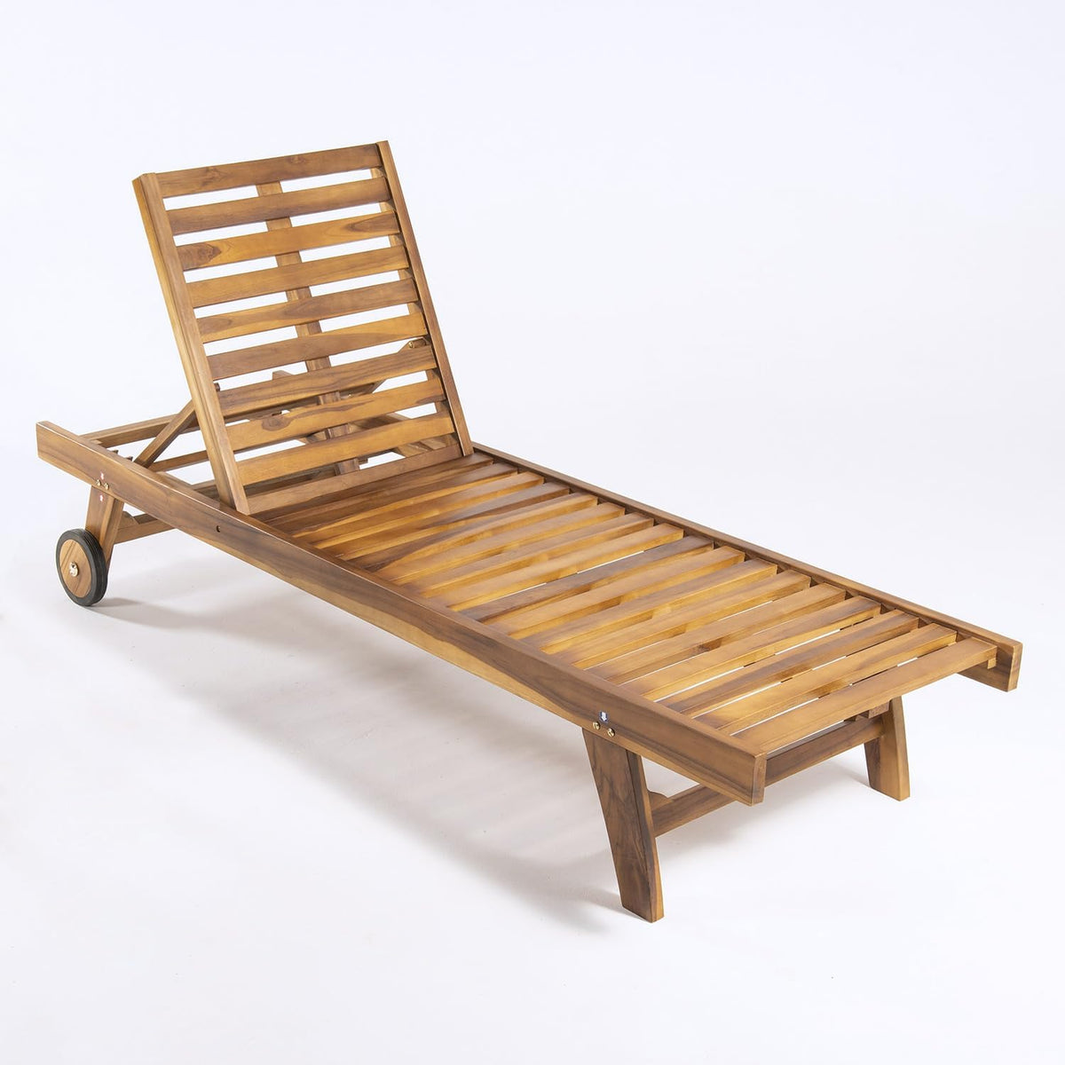 Pack 2 tumbonas para jardín con Ruedas, Reclinable, Madera Teca Grado A, Medidas 65x200x35 cm