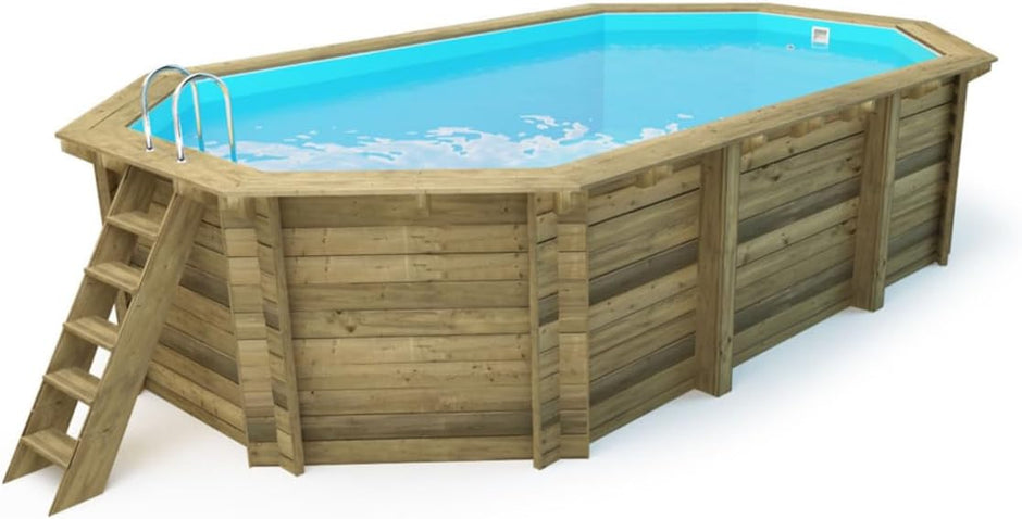 Piscina de Madera Miami - 4,86 x 3,36 x 1,20 m + Cubierta de Burbujas de 180
