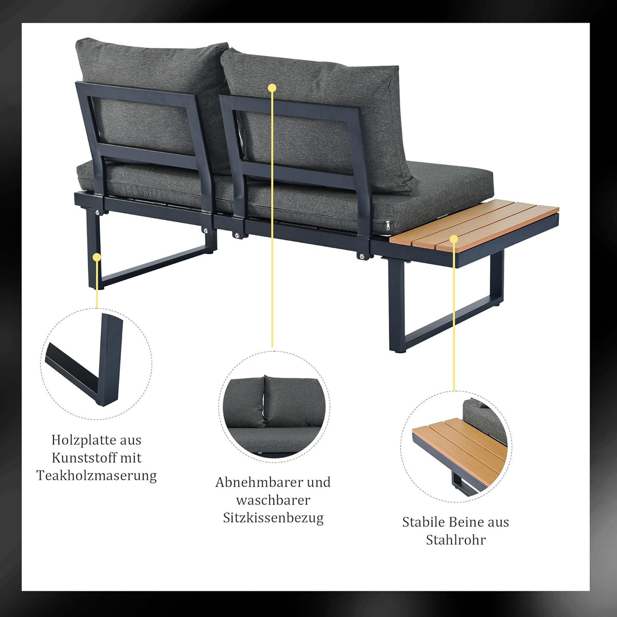 Jardin Exterior con Función Reclinable Ajustable y Respaldo Cómodo, Muebles Jardin Exterior 4 Piezas