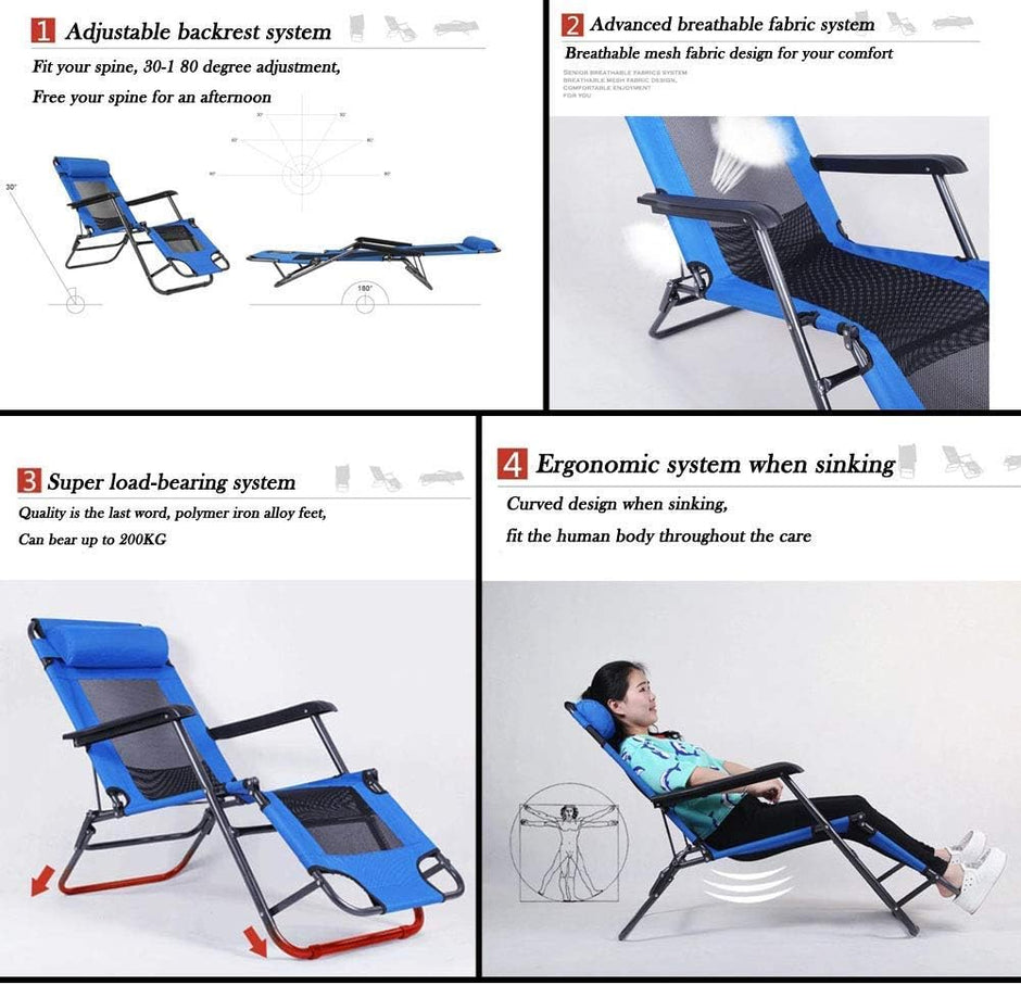 Silla de terraza Silla Gravedad salón reclinable portátil Plegable plegamiento
