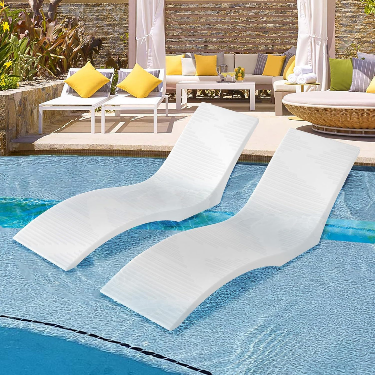 Tumbonas de 2 Piezas, Chaise Longue tumbonas para el Interior de la Piscina para Profundidades de Agua de hasta 12,7 cm