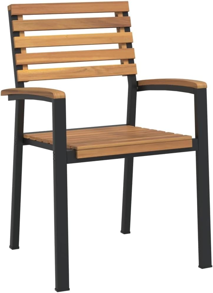 Jardin Exterior Aluminio y Acacia Mesa y 6 Sillas Juego de Comedor de Jardin 7 pzas