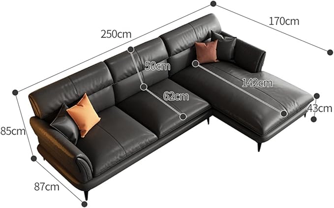 Sofá de piel en forma de L, sofá cama de 3 plazas con divan