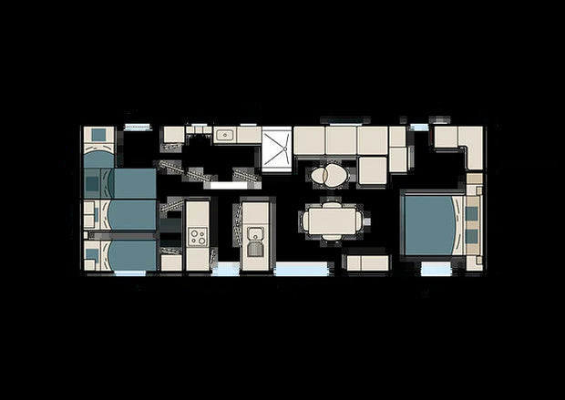 Casa móvil Louisiana Ponant de 40 m² con 3 dormitorios