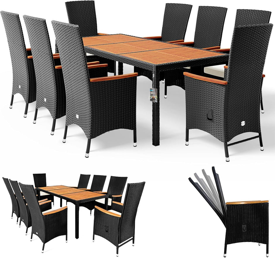 Muebles Exterior, Conjunto Comedor Jardín Mesa 8 Sillas Cojines 7 cm