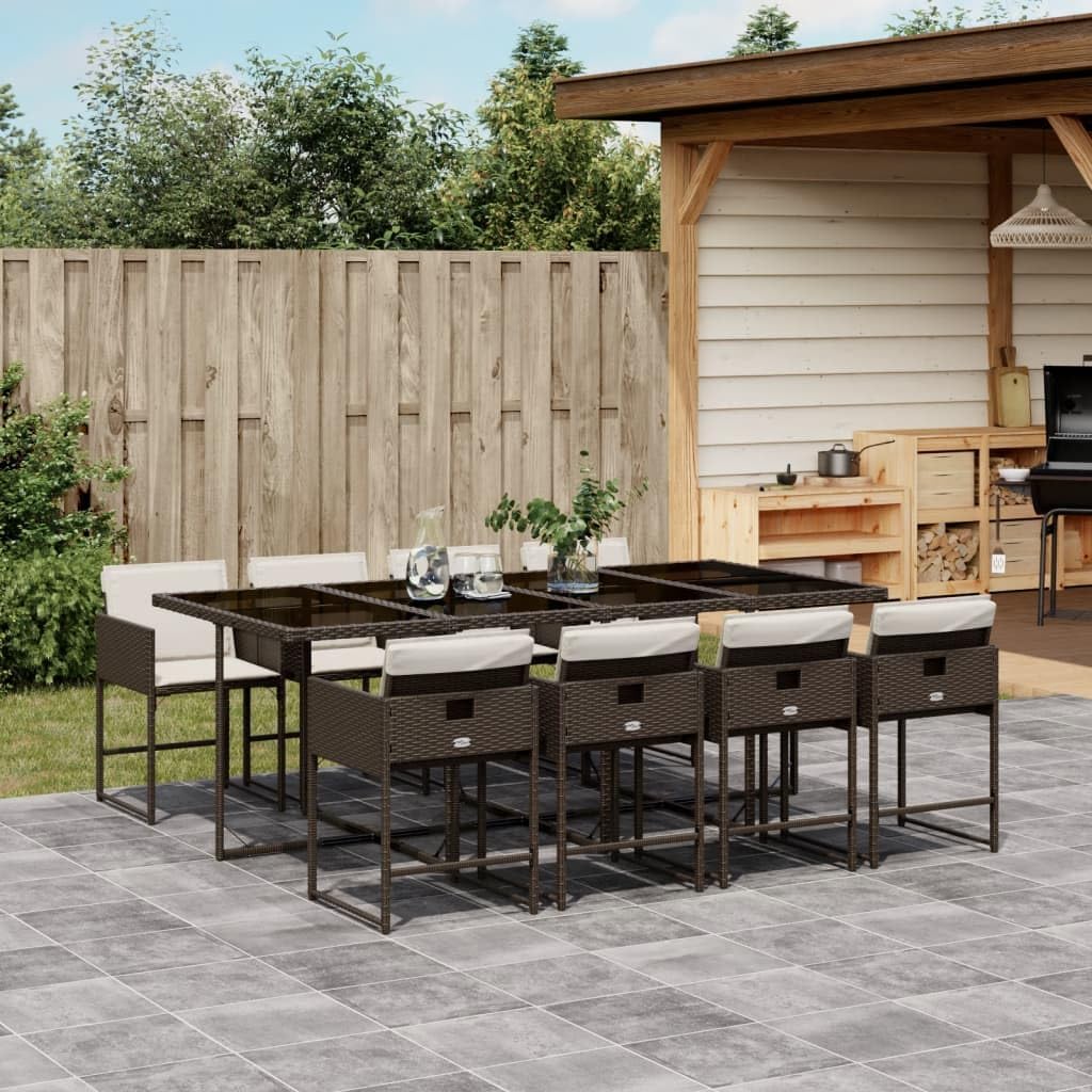 Mesa y Sillas De Comedor De Ratán, Gris 9 pzas Type-93, con 8 Sillas