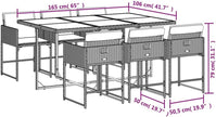 Mesa Jardin Exterior con 6 Sillas, Mesa y Sillas De Comedor De Ratán, Gris 7 pzas Type-98