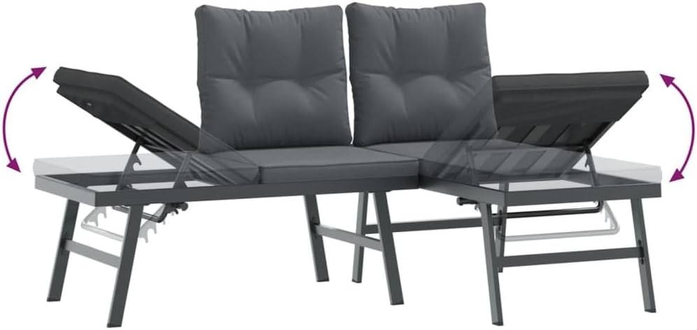 Sofa Jardin Exterior Acero, Muebles Jardín Exterior, 9 Piezas