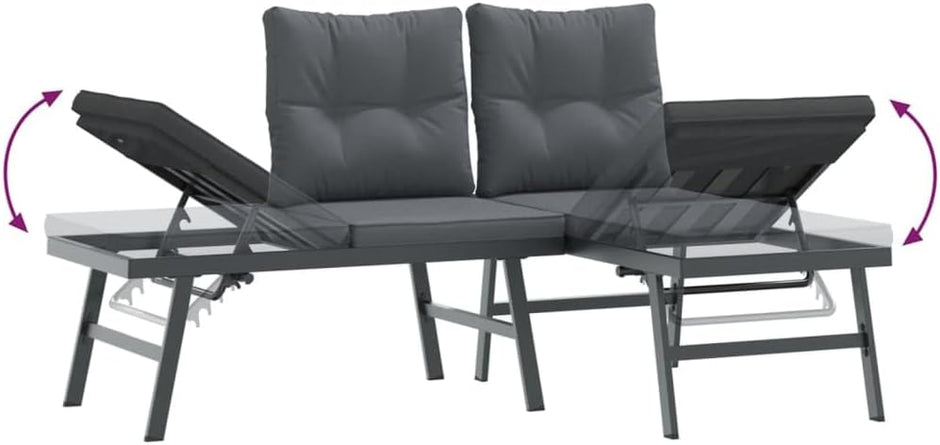Sofa Jardin Exterior Acero, Muebles Jardín Exterior, 9 Piezas